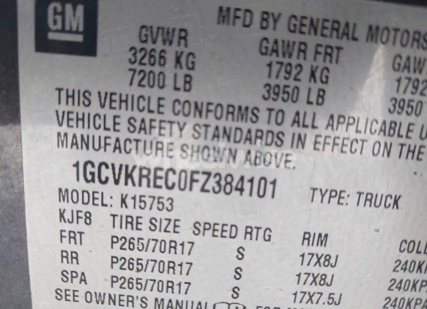 Photo 9 of 2015 Chevrolet Silverado 1500 1LT (VIN 1GCVKREC0FZ384101)