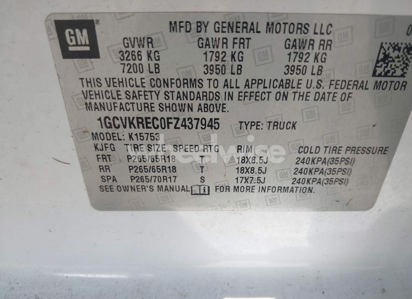 Photo 9 of 2015 Chevrolet Silverado 1500 1LT (VIN 1GCVKREC0FZ437945)