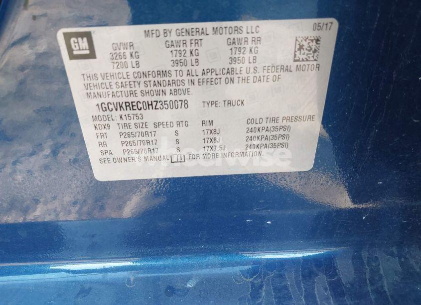 Photo 9 of 2017 Chevrolet Silverado 1500 1LT (VIN 1GCVKREC0HZ350078)