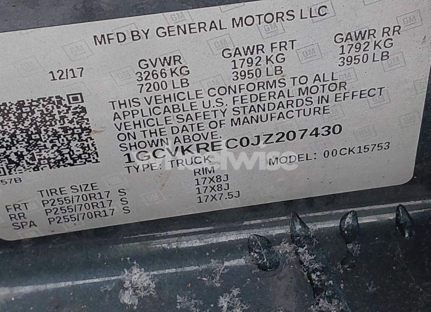 Photo 9 of 2018 Chevrolet Silverado 1500 1LT (VIN 1GCVKREC0JZ207430)