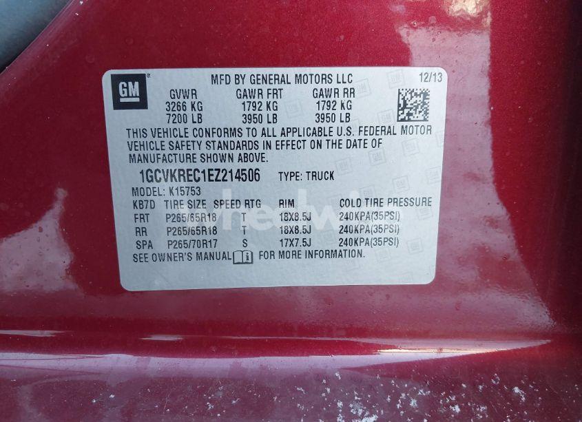 Photo 9 of 2014 Chevrolet Silverado 1500 1LT (VIN 1GCVKREC1EZ214506)