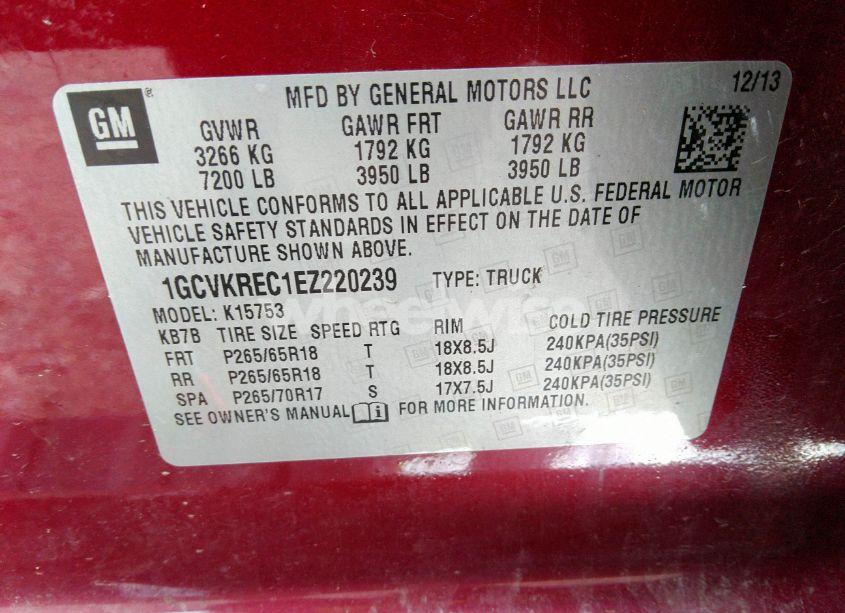 Photo 9 of 2014 Chevrolet Silverado 1500 2LT (VIN 1GCVKREC1EZ220239)