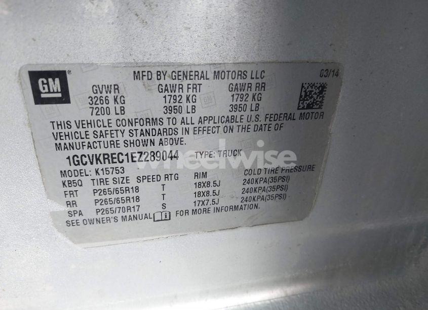 Photo 9 of 2014 Chevrolet Silverado 1500 2LT (VIN 1GCVKREC1EZ289044)