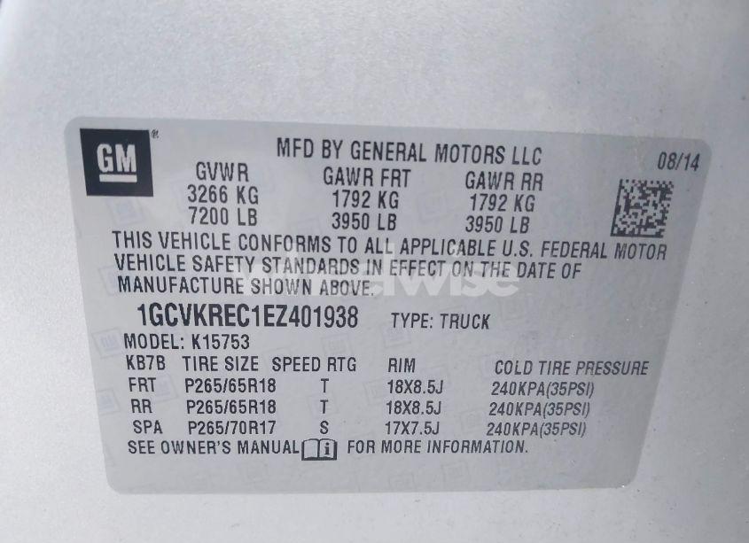 Photo 9 of 2014 Chevrolet Silverado 1500 2LT (VIN 1GCVKREC1EZ401938)