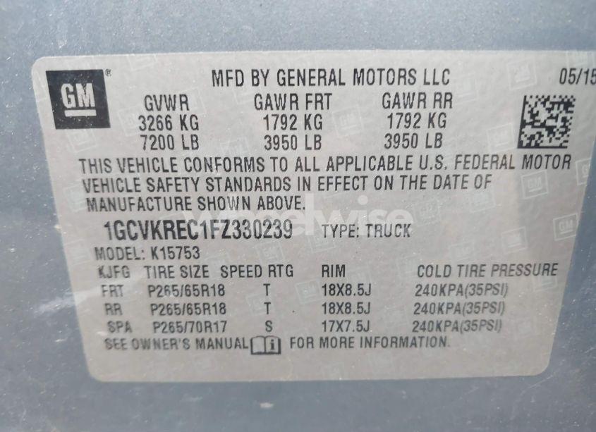 Photo 9 of 2015 Chevrolet Silverado 1500 2LT (VIN 1GCVKREC1FZ330239)