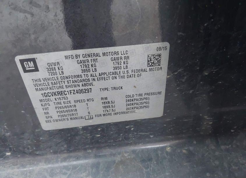 Photo 9 of 2015 Chevrolet Silverado 1500 2LT (VIN 1GCVKREC1FZ406297)