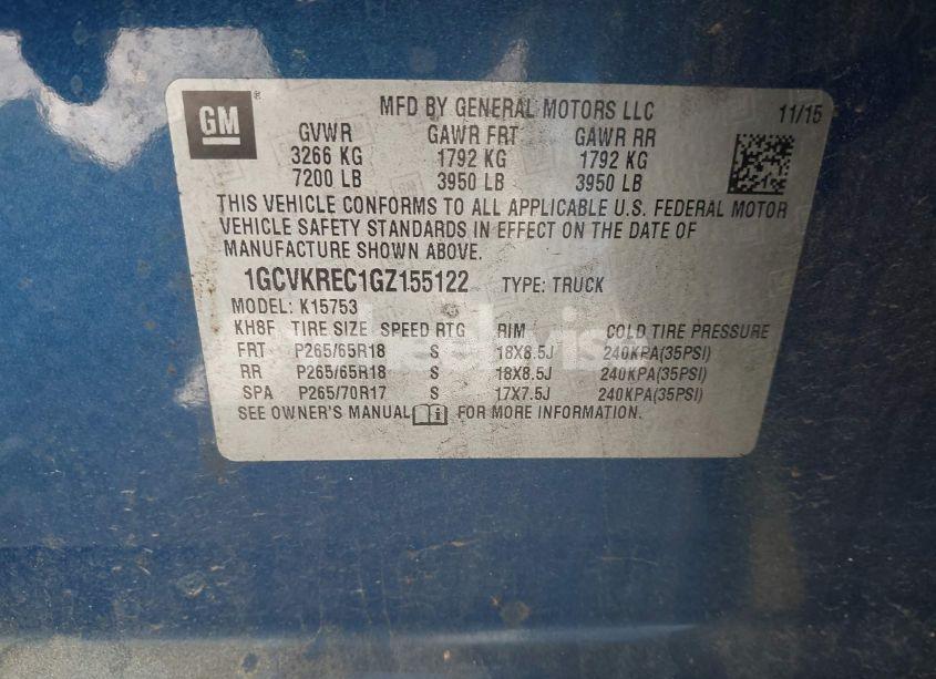 Photo 9 of 2016 Chevrolet Silverado 1500 1LT (VIN 1GCVKREC1GZ155122)