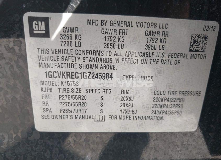 Photo 9 of 2016 Chevrolet Silverado 1500 2LT (VIN 1GCVKREC1GZ245984)