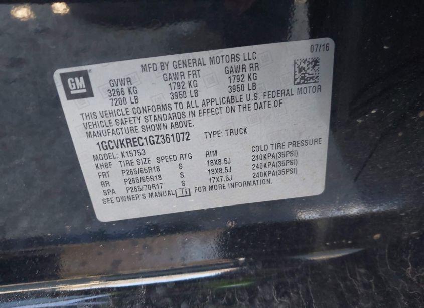 Photo 9 of 2016 Chevrolet Silverado 1500 2LT (VIN 1GCVKREC1GZ361072)