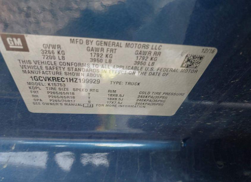 Photo 9 of 2017 Chevrolet Silverado 1500 2LT (VIN 1GCVKREC1HZ199929)