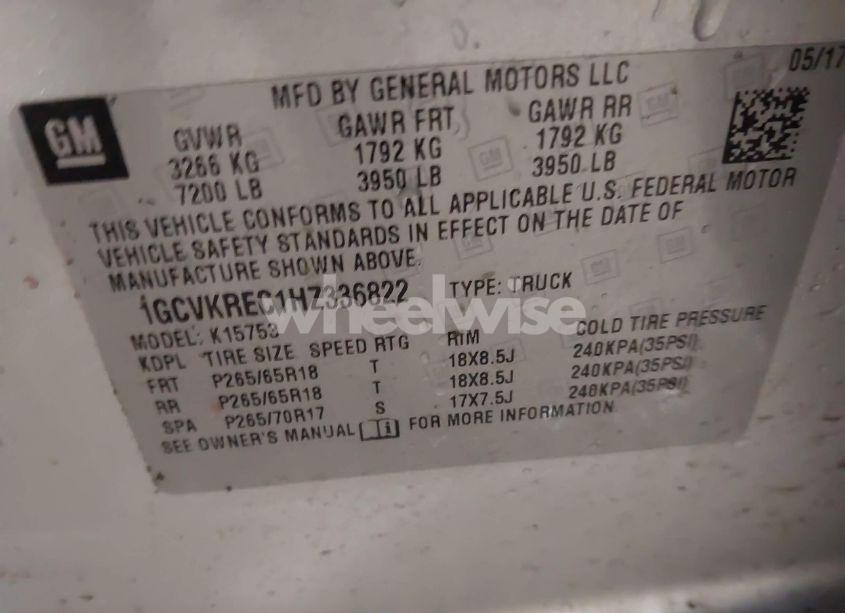 Photo 9 of 2017 Chevrolet Silverado 1500 2LT (VIN 1GCVKREC1HZ336822)