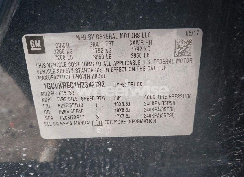 Photo 9 of 2017 Chevrolet Silverado 1500 2LT (VIN 1GCVKREC1HZ342782)