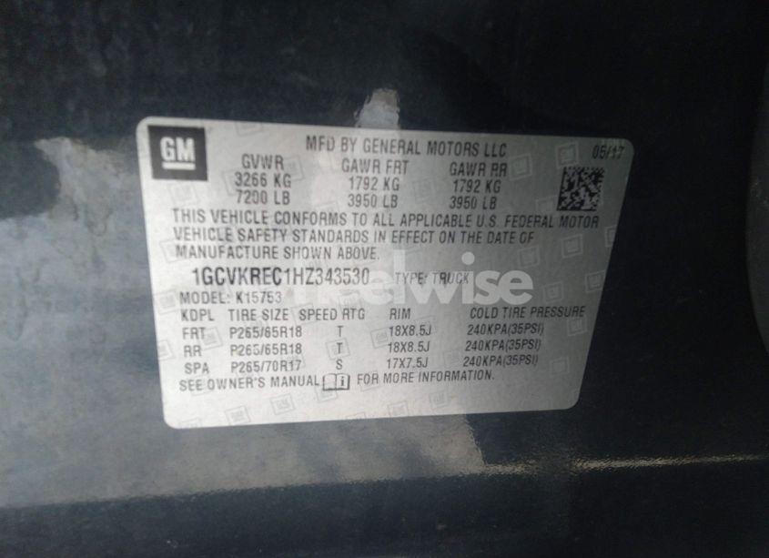 Photo 9 of 2017 Chevrolet Silverado 1500 1LT (VIN 1GCVKREC1HZ343530)