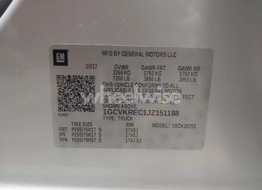 Photo 9 of 2018 Chevrolet Silverado 1500 1LT (VIN 1GCVKREC1JZ151188)