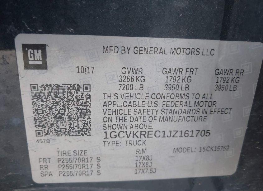 Photo 9 of 2018 Chevrolet Silverado 1500 1LT (VIN 1GCVKREC1JZ161705)