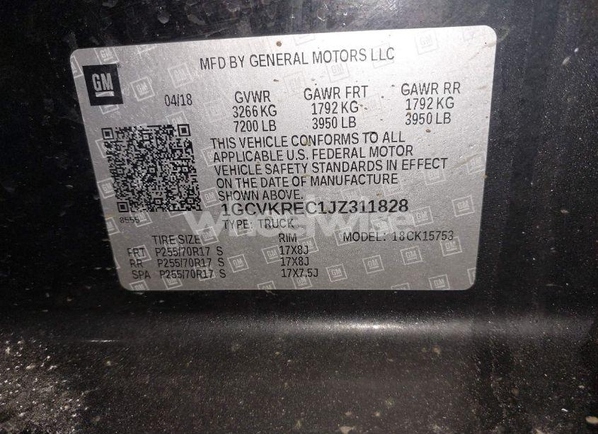 Photo 9 of 2018 Chevrolet Silverado 1500 1LT (VIN 1GCVKREC1JZ311828)