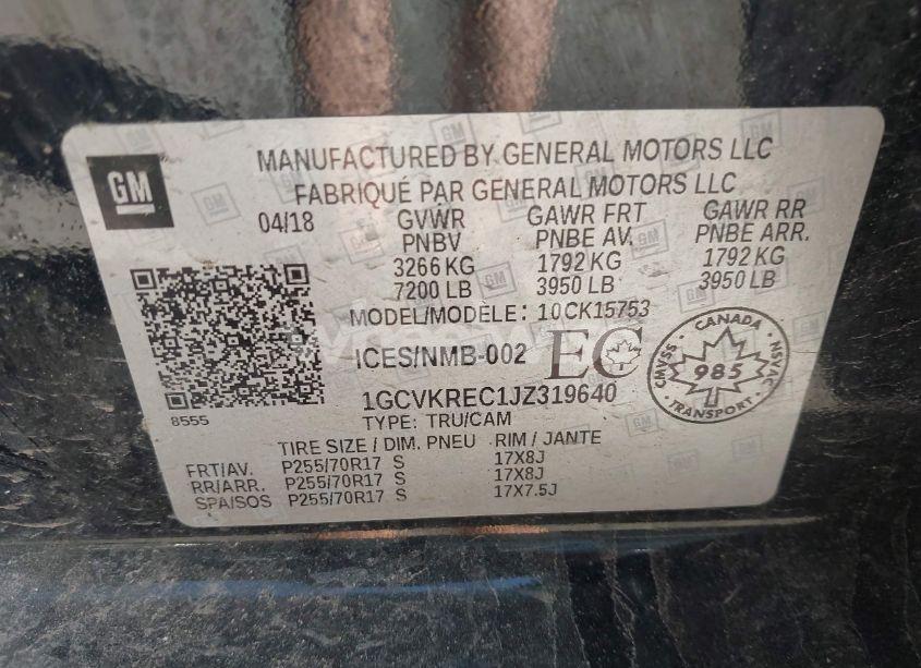 Photo 9 of 2018 Chevrolet Silverado 1500 1LT/2LT (VIN 1GCVKREC1JZ319640)