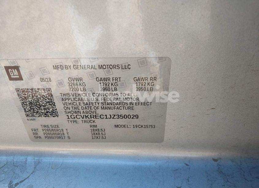 Photo 9 of 2018 Chevrolet Silverado 1500 2LT (VIN 1GCVKREC1JZ350029)