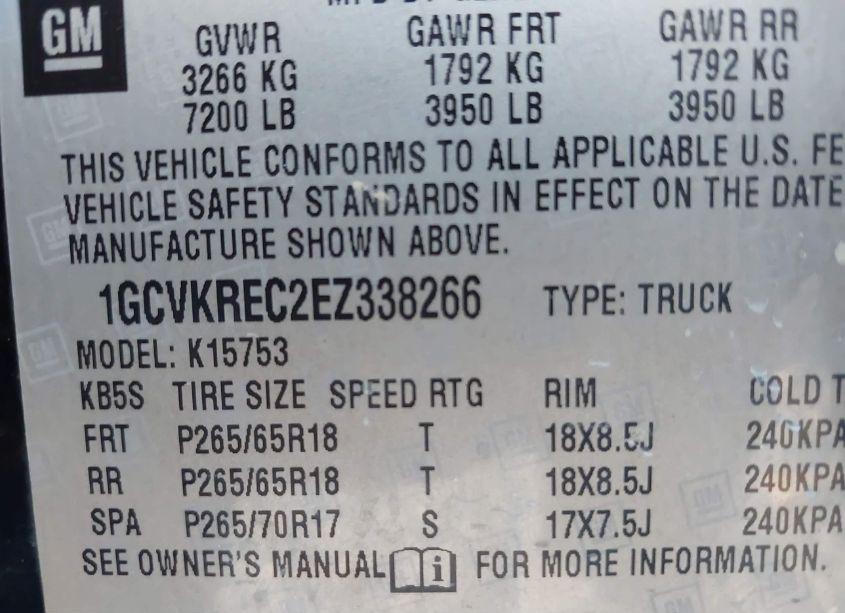 Photo 9 of 2014 Chevrolet Silverado 1500 1LT (VIN 1GCVKREC2EZ338266)