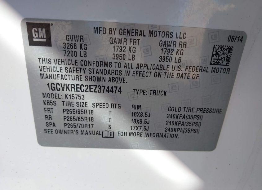 Photo 9 of 2014 Chevrolet Silverado 1500 2LT (VIN 1GCVKREC2EZ374474)