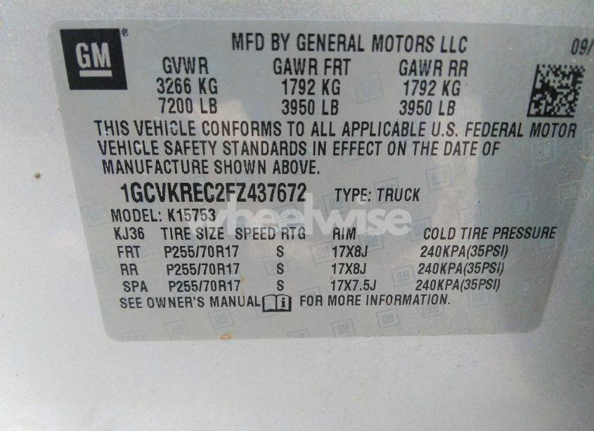 Photo 9 of 2015 Chevrolet Silverado 1500 1LT (VIN 1GCVKREC2FZ437672)