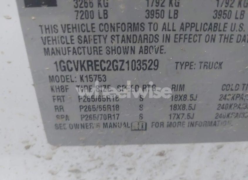 Photo 9 of 2016 Chevrolet Silverado 1500 2LT (VIN 1GCVKREC2GZ103529)