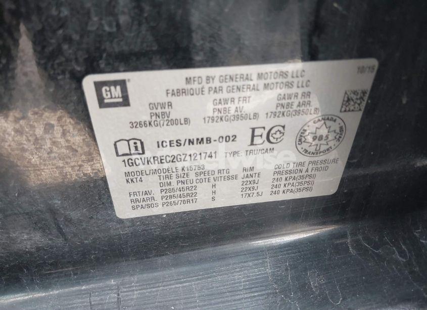 Photo 9 of 2016 Chevrolet Silverado 1500 1LT/2LT (VIN 1GCVKREC2GZ121741)