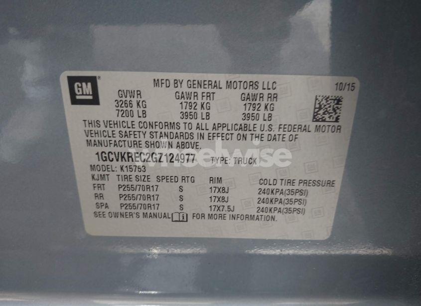 Photo 9 of 2016 Chevrolet Silverado 1500 1LT (VIN 1GCVKREC2GZ124977)