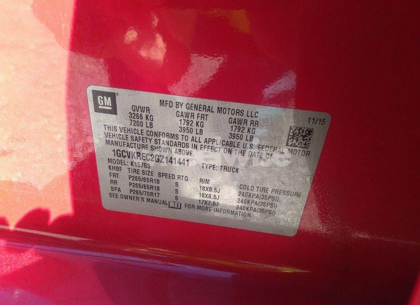 Photo 9 of 2016 Chevrolet Silverado 1500 1LT (VIN 1GCVKREC2GZ141441)