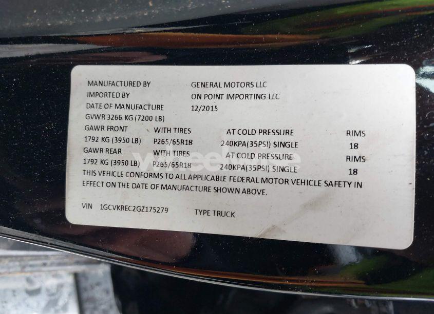 Photo 9 of 2016 Chevrolet Silverado 1500 1LT/2LT (VIN 1GCVKREC2GZ175279)