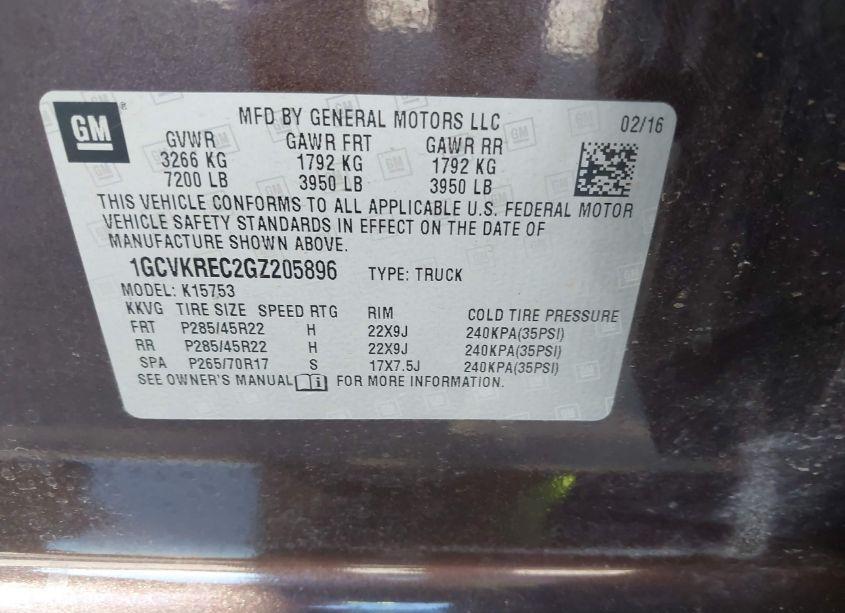 Photo 9 of 2016 Chevrolet Silverado 1500 2LT (VIN 1GCVKREC2GZ205896)