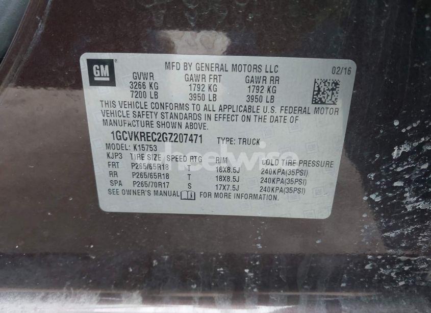 Photo 9 of 2016 Chevrolet Silverado 1500 1LT (VIN 1GCVKREC2GZ207471)