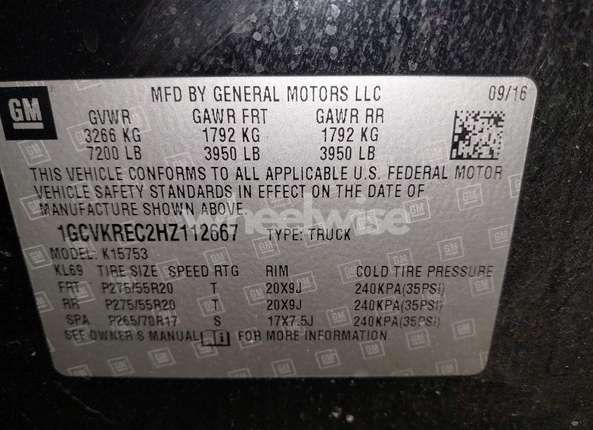 Photo 9 of 2017 Chevrolet Silverado 1500 1LT (VIN 1GCVKREC2HZ112667)
