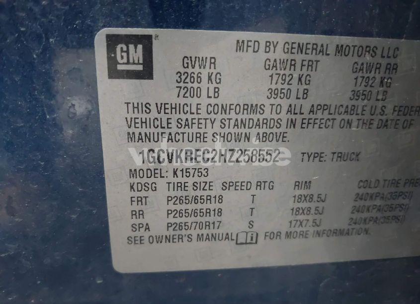 Photo 9 of 2017 Chevrolet Silverado 1500 1LT (VIN 1GCVKREC2HZ258552)