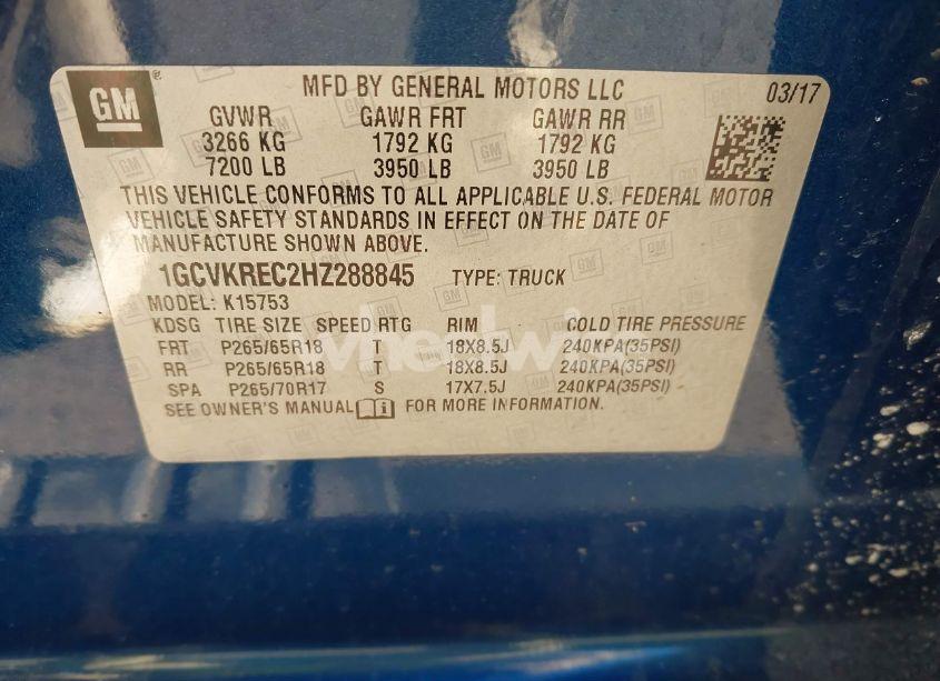 Photo 9 of 2017 Chevrolet Silverado 1500 1LT (VIN 1GCVKREC2HZ288845)