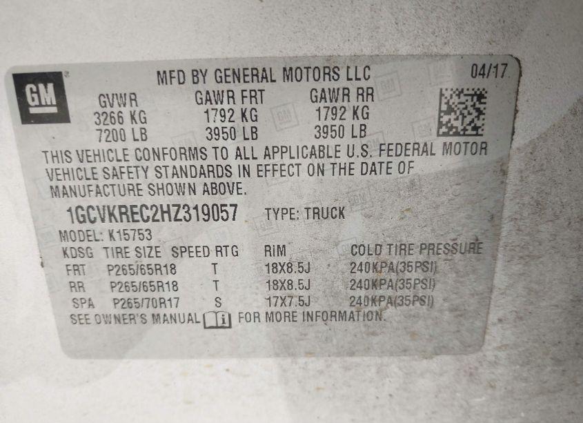 Photo 9 of 2017 Chevrolet Silverado 1500 LT (VIN 1GCVKREC2HZ319057)