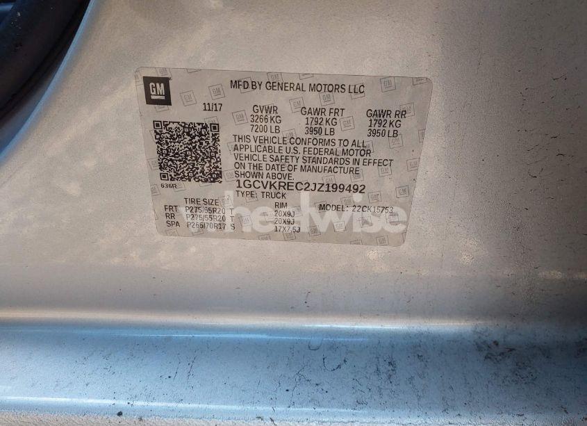 Photo 9 of 2018 Chevrolet Silverado 1500 1LT (VIN 1GCVKREC2JZ199492)