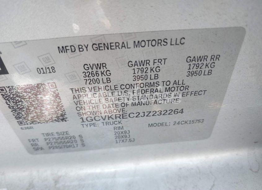 Photo 9 of 2018 Chevrolet Silverado 1500 2LT (VIN 1GCVKREC2JZ232264)