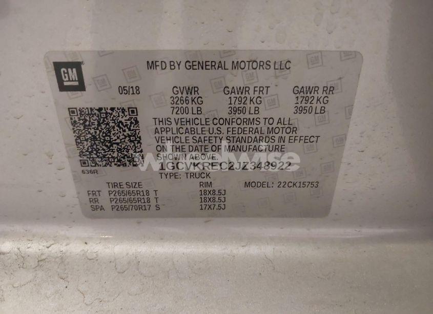 Photo 9 of 2018 Chevrolet Silverado 1500 2LT (VIN 1GCVKREC2JZ348922)