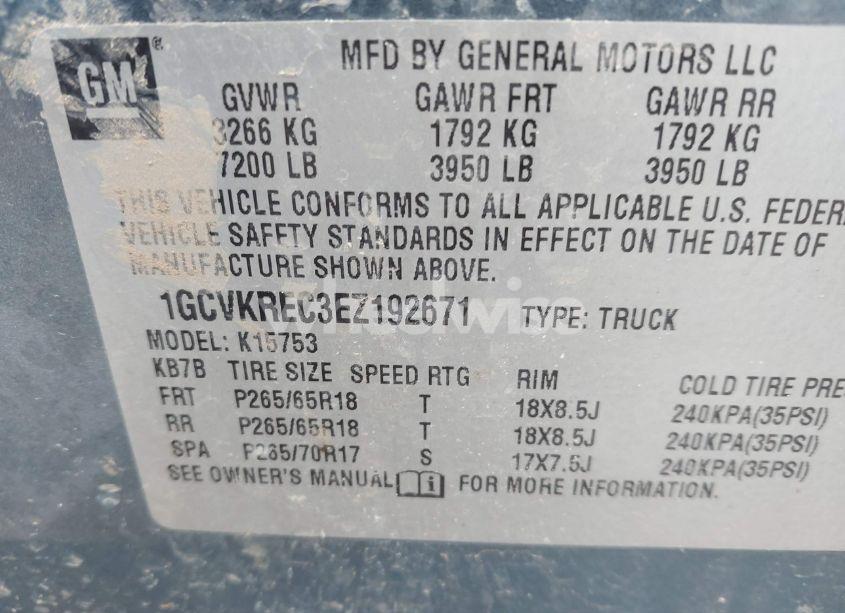 Photo 9 of 2014 Chevrolet Silverado 1500 2LT (VIN 1GCVKREC3EZ192671)