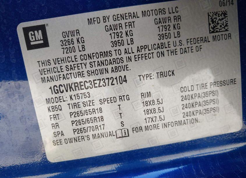 Photo 9 of 2014 Chevrolet Silverado 1500 2LT (VIN 1GCVKREC3EZ372104)