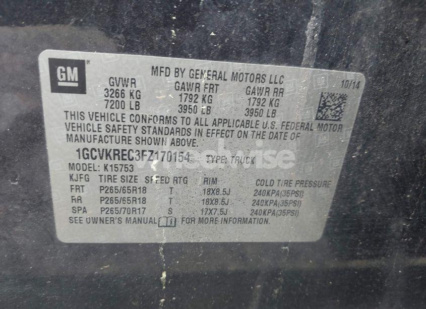 Photo 9 of 2015 Chevrolet Silverado 1500 2LT (VIN 1GCVKREC3FZ170154)