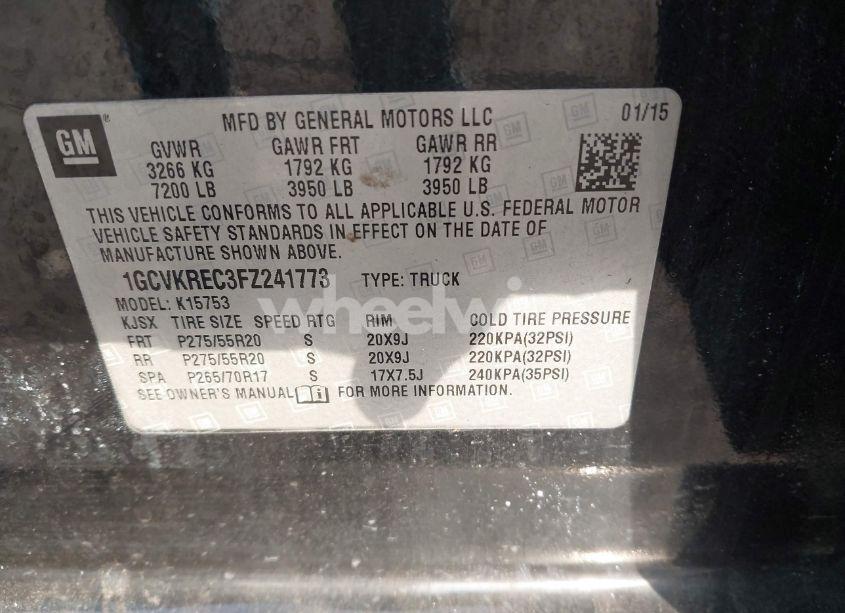 Photo 9 of 2015 Chevrolet Silverado 1500 1LT (VIN 1GCVKREC3FZ241773)