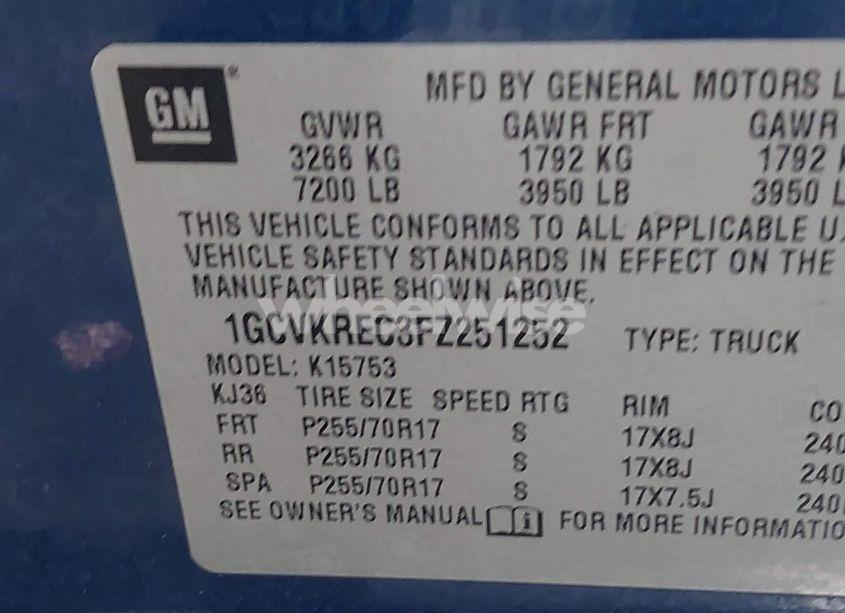 Photo 9 of 2015 Chevrolet Silverado 1500 1LT (VIN 1GCVKREC3FZ251252)