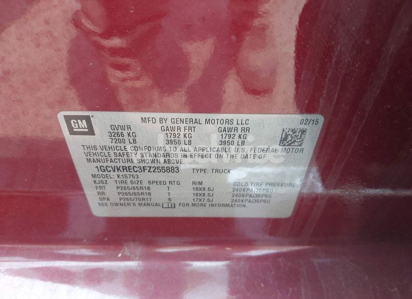 Photo 9 of 2015 Chevrolet Silverado 1500 2LT (VIN 1GCVKREC3FZ255883)