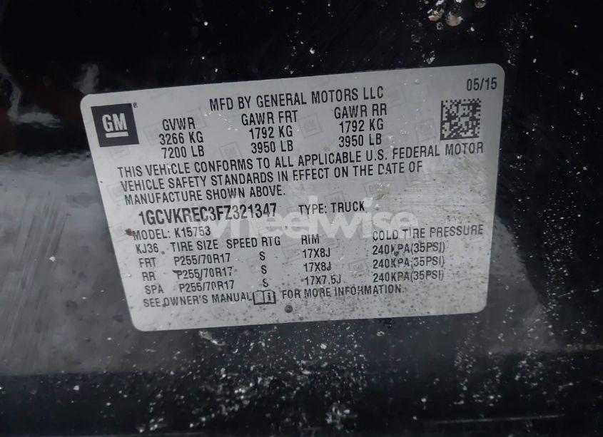 Photo 9 of 2015 Chevrolet Silverado 1500 1LT (VIN 1GCVKREC3FZ321347)