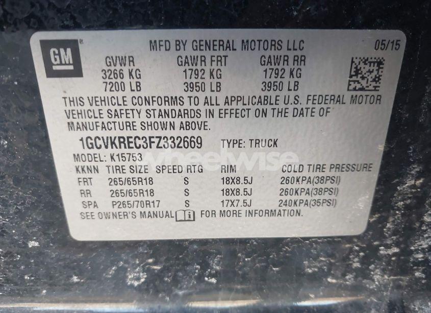 Photo 9 of 2015 Chevrolet Silverado 1500 2LT (VIN 1GCVKREC3FZ332669)