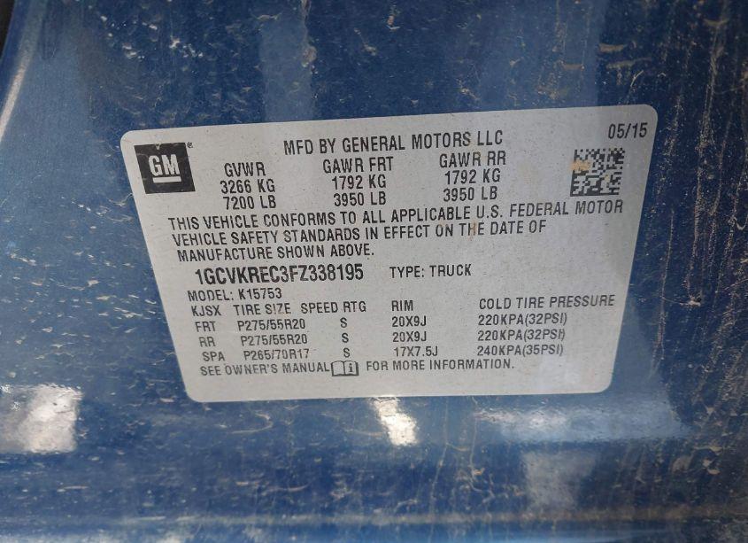 Photo 9 of 2015 Chevrolet Silverado 1500 1LT (VIN 1GCVKREC3FZ338195)