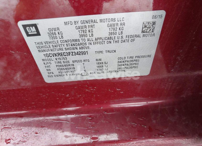 Photo 9 of 2015 Chevrolet Silverado 1500 2LT (VIN 1GCVKREC3FZ342991)