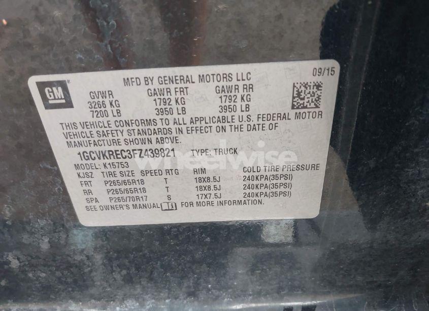 Photo 9 of 2015 Chevrolet Silverado 1500 2LT (VIN 1GCVKREC3FZ439821)